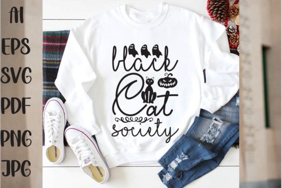 Black Cat Society Graphics for T-Shirt Designs