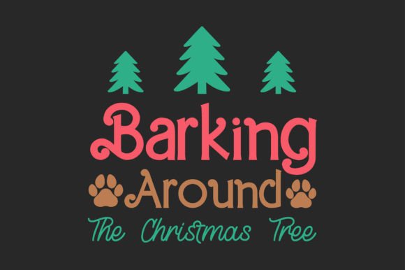 Christmas Dog Paw Retro SVG Graphics & T-Shirt Designs