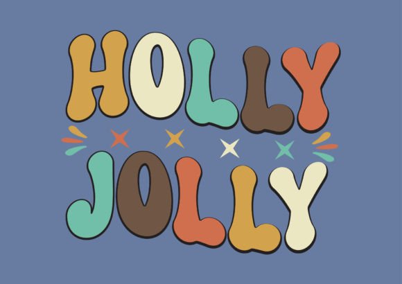 Holly Jolly Retro Wavy SVG Graphics for T‑Shirt Designs
