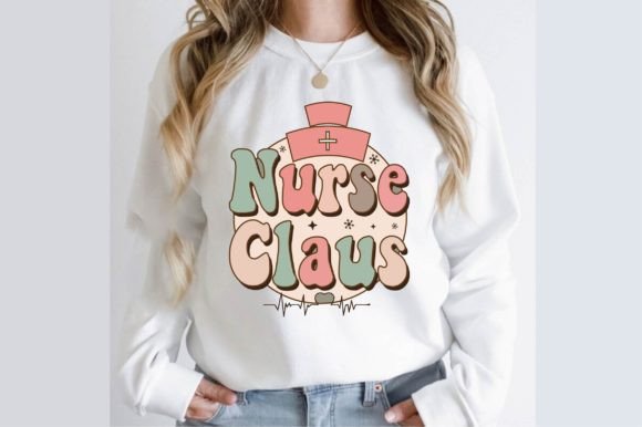 Nurse Claus Christmas Retro Design: Graphics & T-Shirt