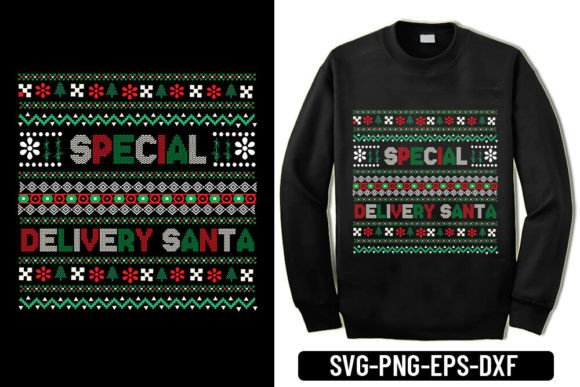 Ugly Sweater Special Delivery Santa T-Shirt Graphics Review